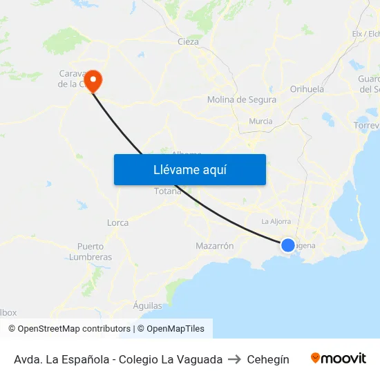 Avda. La Española - Colegio La Vaguada to Cehegín map