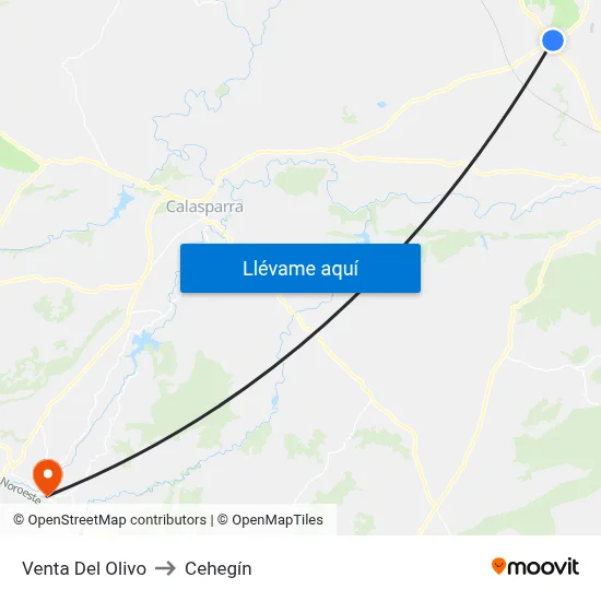 Venta Del Olivo to Cehegín map