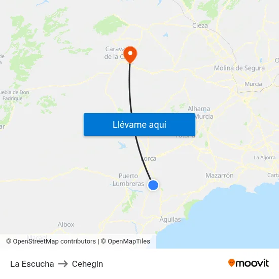 La Escucha to Cehegín map