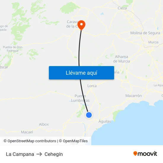 La Campana to Cehegín map