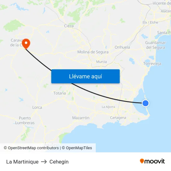 La Martinique to Cehegín map