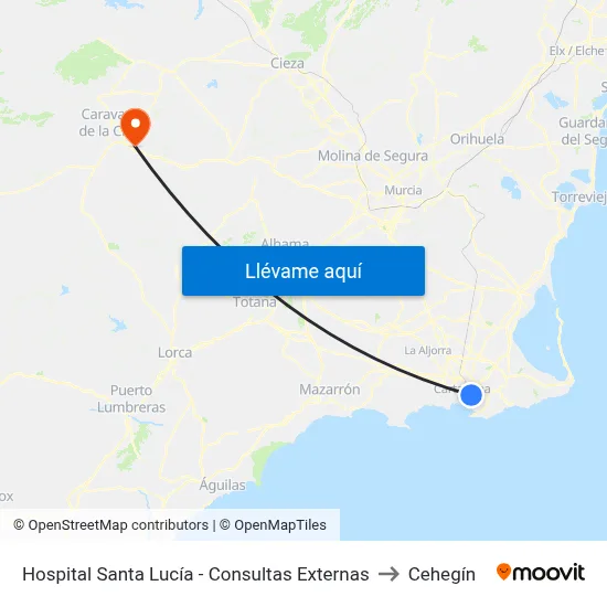 Hospital Santa Lucía - Consultas Externas to Cehegín map