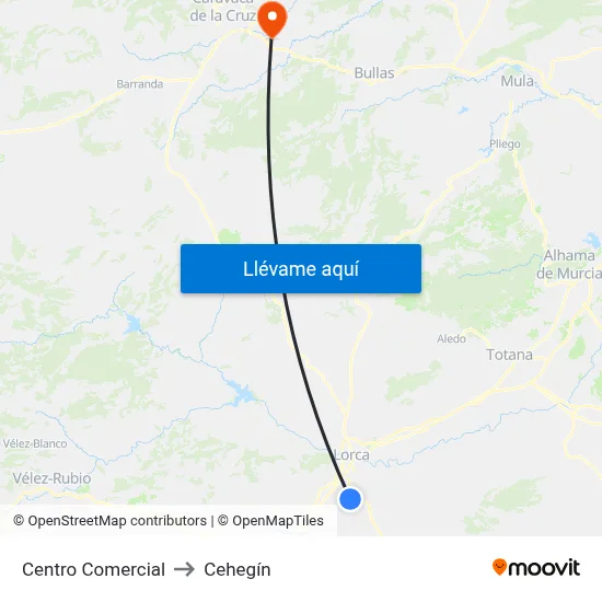 Centro Comercial to Cehegín map