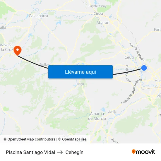 Piscina Santiago Vidal to Cehegín map