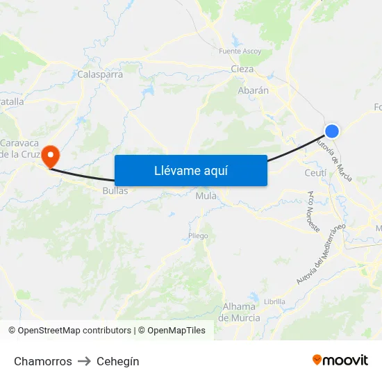 Chamorros to Cehegín map