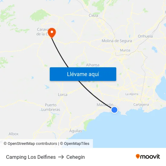 Camping Los Delfines to Cehegín map