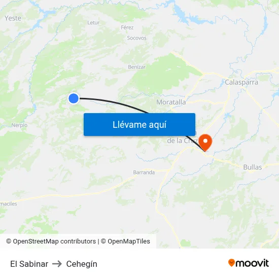 El Sabinar to Cehegín map