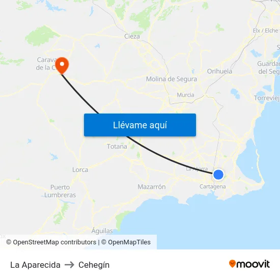 La Aparecida to Cehegín map