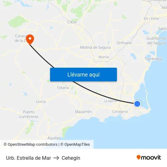 Urb. Estrella de Mar to Cehegín map