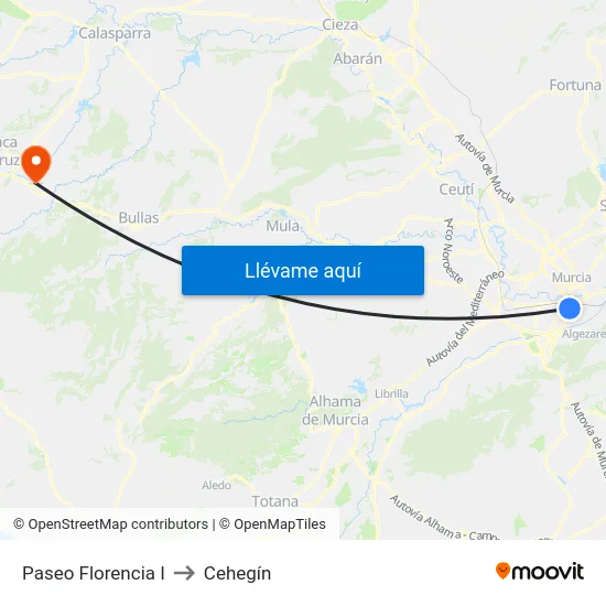 Paseo Florencia I to Cehegín map