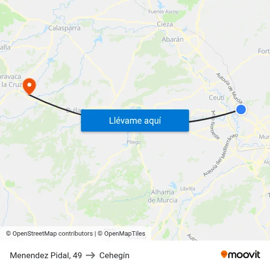 Menendez Pidal, 49 to Cehegín map