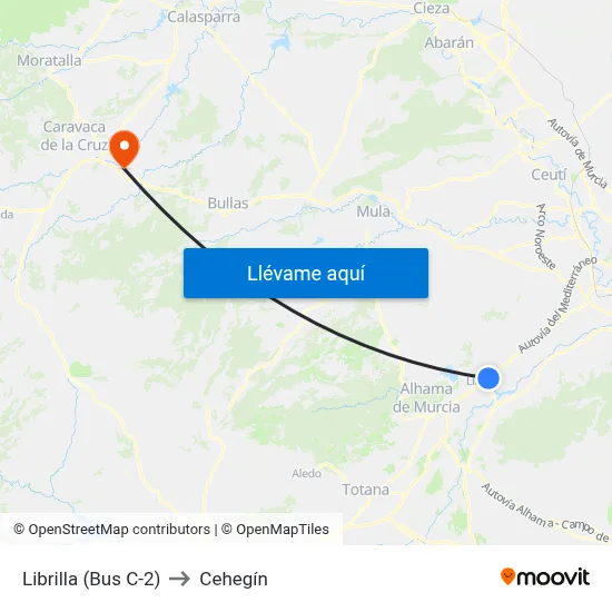 Librilla (Bus C-2) to Cehegín map