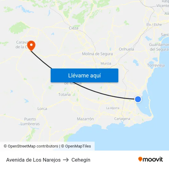 Avenida de Los Narejos to Cehegín map