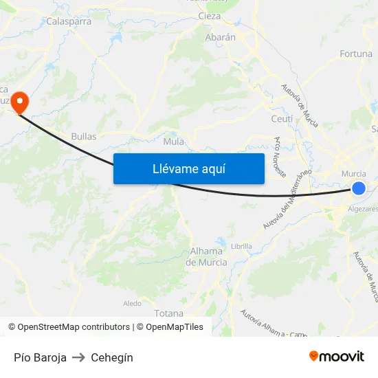 Pío Baroja to Cehegín map