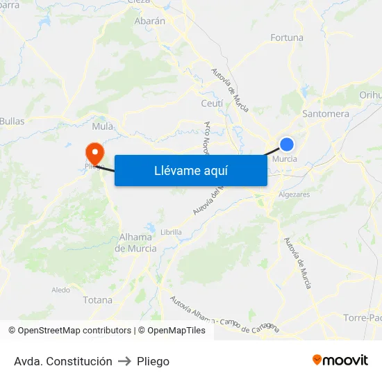 Avda. Constitución to Pliego map