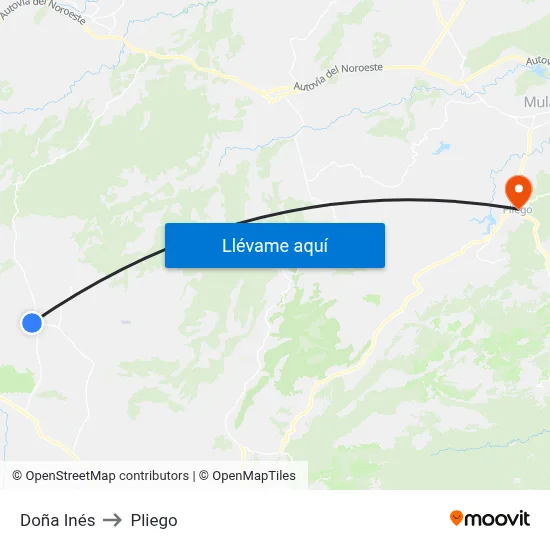 Doña Inés to Pliego map