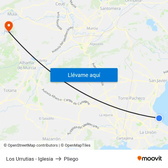 Los Urrutias - Iglesia to Pliego map