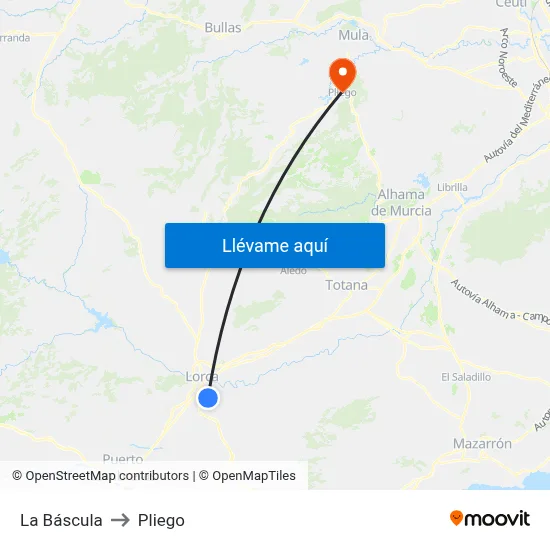 La Báscula to Pliego map