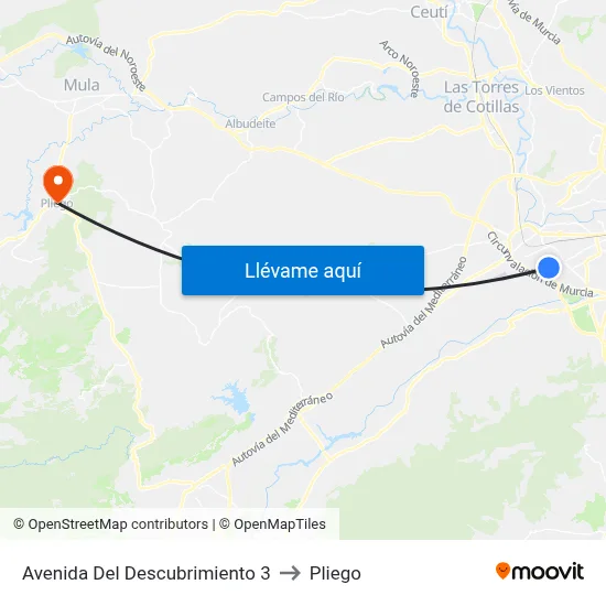 Avenida Del Descubrimiento 3 to Pliego map