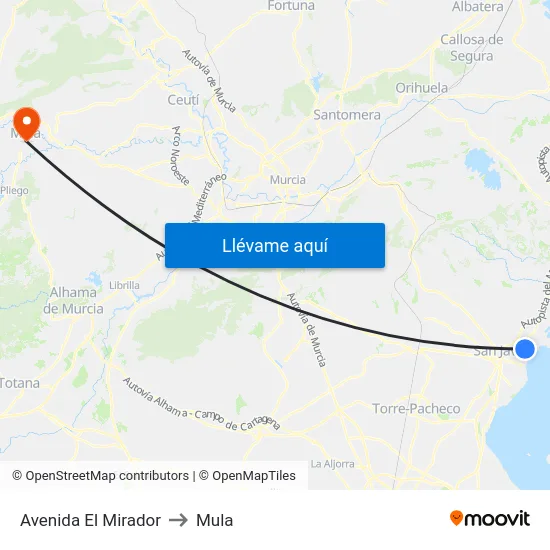 Avenida El Mirador to Mula map