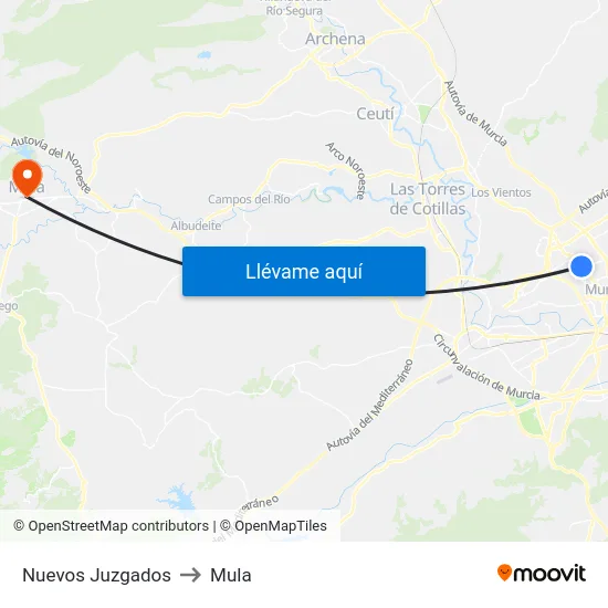 Nuevos Juzgados to Mula map