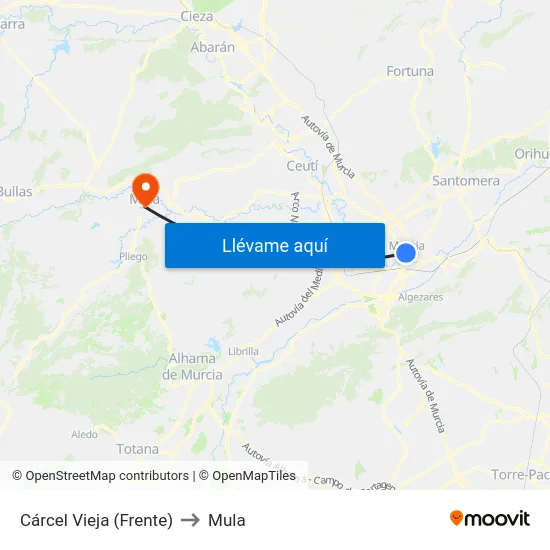 Cárcel Vieja (Frente) to Mula map