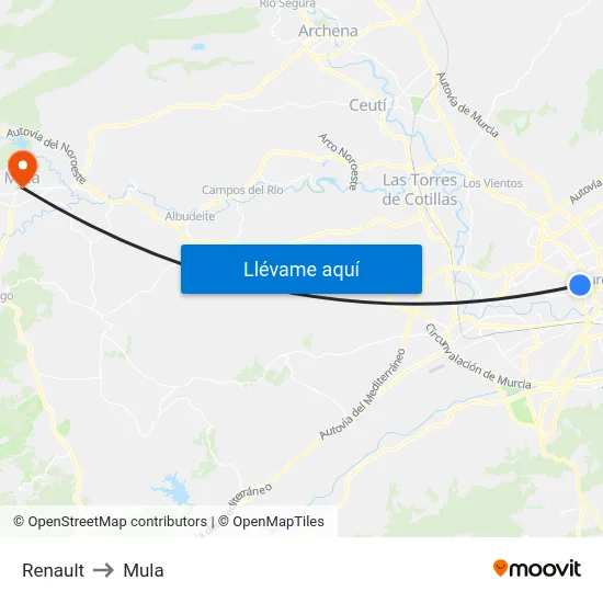 Renault to Mula map