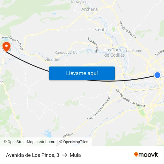 Avenida de Los Pinos, 3 to Mula map