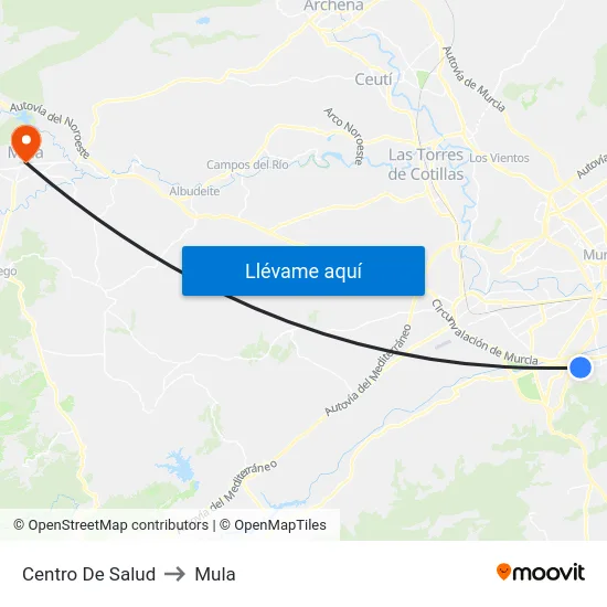 Centro De Salud to Mula map