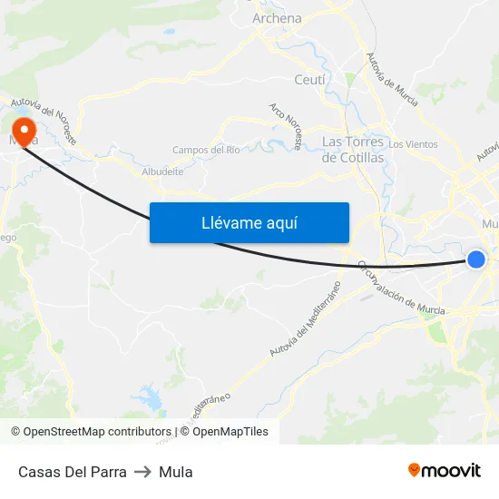 Casas Del Parra to Mula map