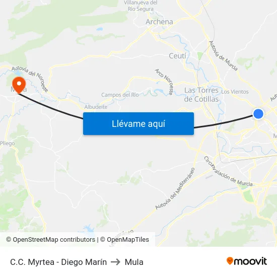C.C. Myrtea - Diego Marín to Mula map