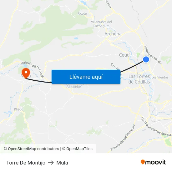 Torre De Montijo to Mula map