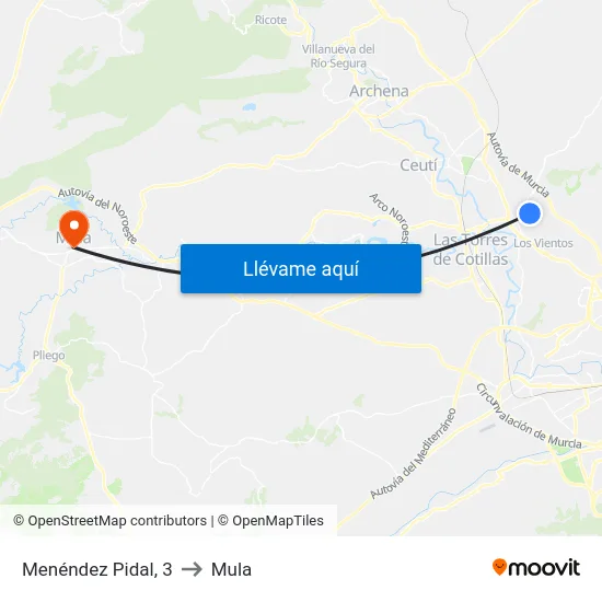 Menéndez Pidal, 3 to Mula map