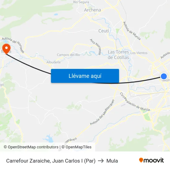 Carrefour Zaraiche, Juan Carlos I (Par) to Mula map