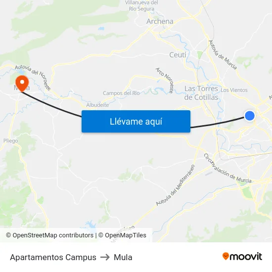 Apartamentos Campus to Mula map
