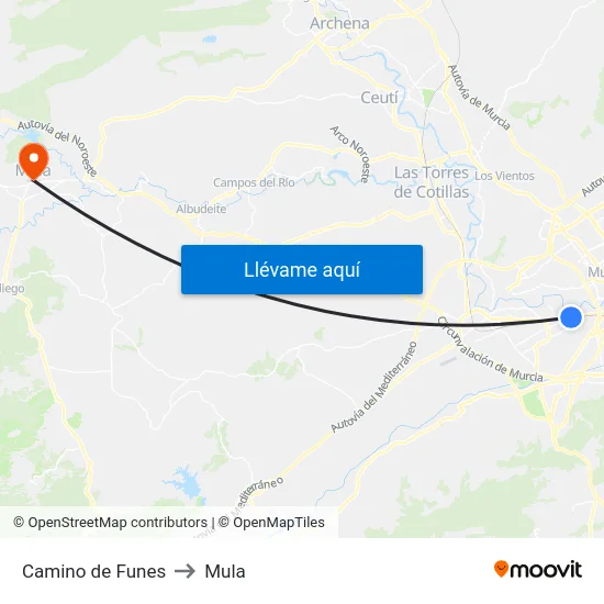 Camino de Funes to Mula map