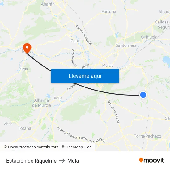 Estación de Riquelme to Mula map