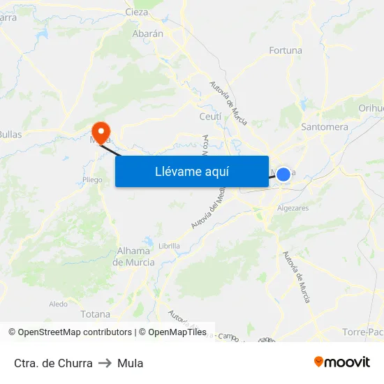 Ctra. de Churra to Mula map