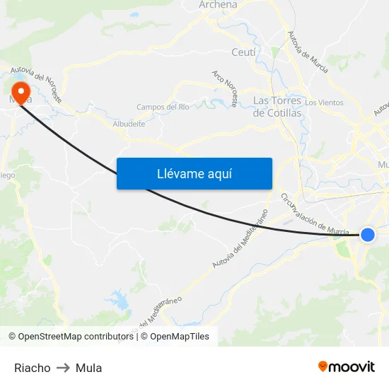 Riacho to Mula map