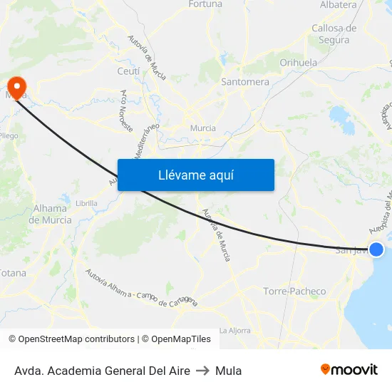 Avda. Academia General Del Aire to Mula map