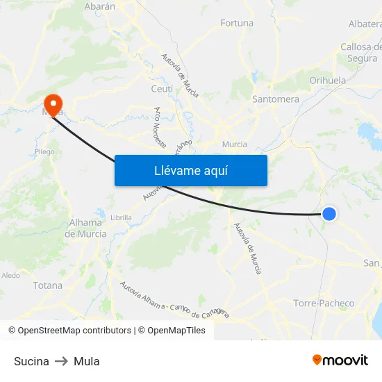 Sucina to Mula map
