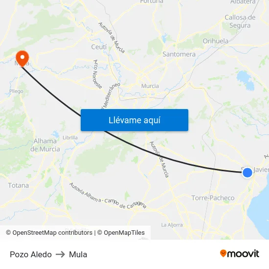 Pozo Aledo to Mula map