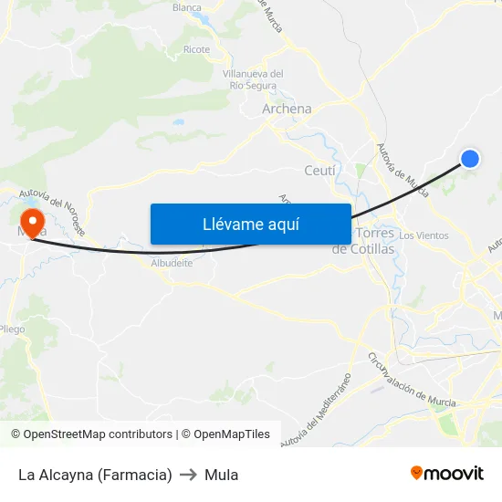 La Alcayna (Farmacia) to Mula map