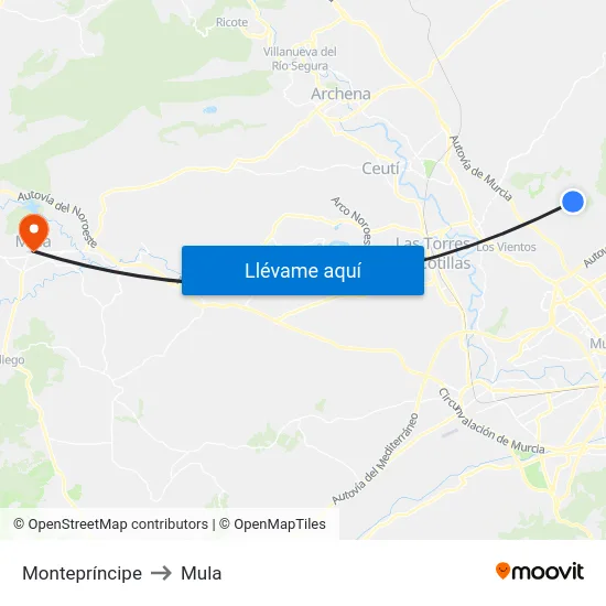 Montepríncipe to Mula map