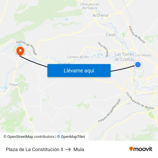 Plaza de La Constitución II to Mula map