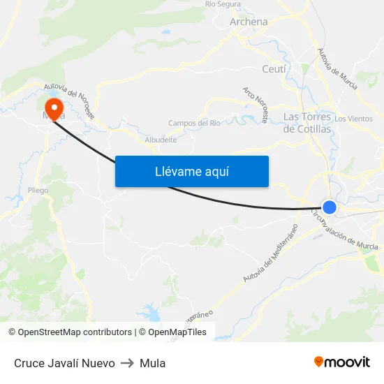 Cruce Javalí Nuevo to Mula map