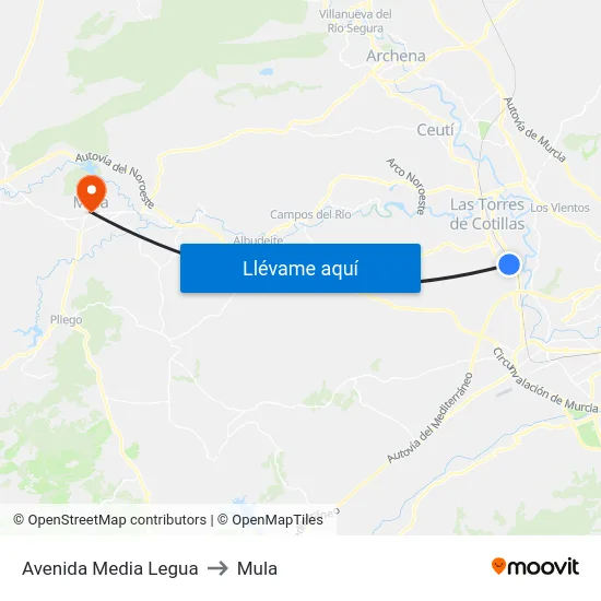 Avenida Media Legua to Mula map