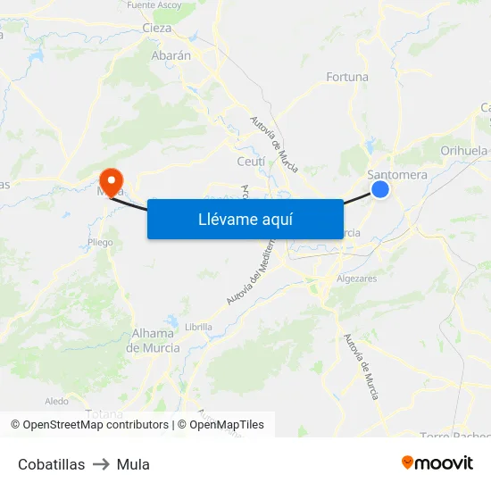 Cobatillas to Mula map