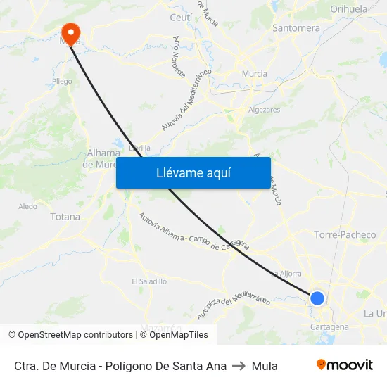 Ctra. De Murcia - Polígono De Santa Ana to Mula map