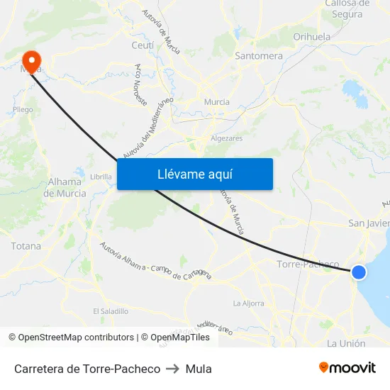 Carretera de Torre-Pacheco to Mula map
